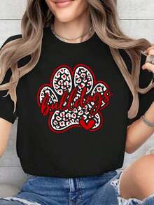 Women's Summer T-Shirt, 100% Cotton, Vintage Style, With Fun Bulldog Go Print, School Spirit, Back To School - 白色 - 查看 1