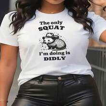100% Cotton. One Classic And Versatile Piece: A Pure Cotton Cropped T-Shirt With Short Sleeves, Ideal For Year-Round Wear. Women's, Featuring A Cartoon Animal Print. Modern Style. Women's Simple Solid Color T-Shirt, Loose And Slim Fit Casual Short Sleeve - 白色的 - 查看 2