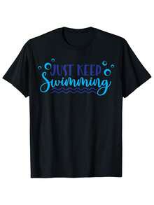 Men's Swim Shirt - Lightweight And Breathable Cotton Swim Shirt - All-Season Team Swim Shirt For Competitive Swimmers, Gym, Beach, Lake - Machine Washable Sports Shirt, Fitness Swim Wear, Casual Sportswear, Comfortable Fit, High-Performance Swim Clothing For Gym Enthusiasts - 黑色 - 查看 1