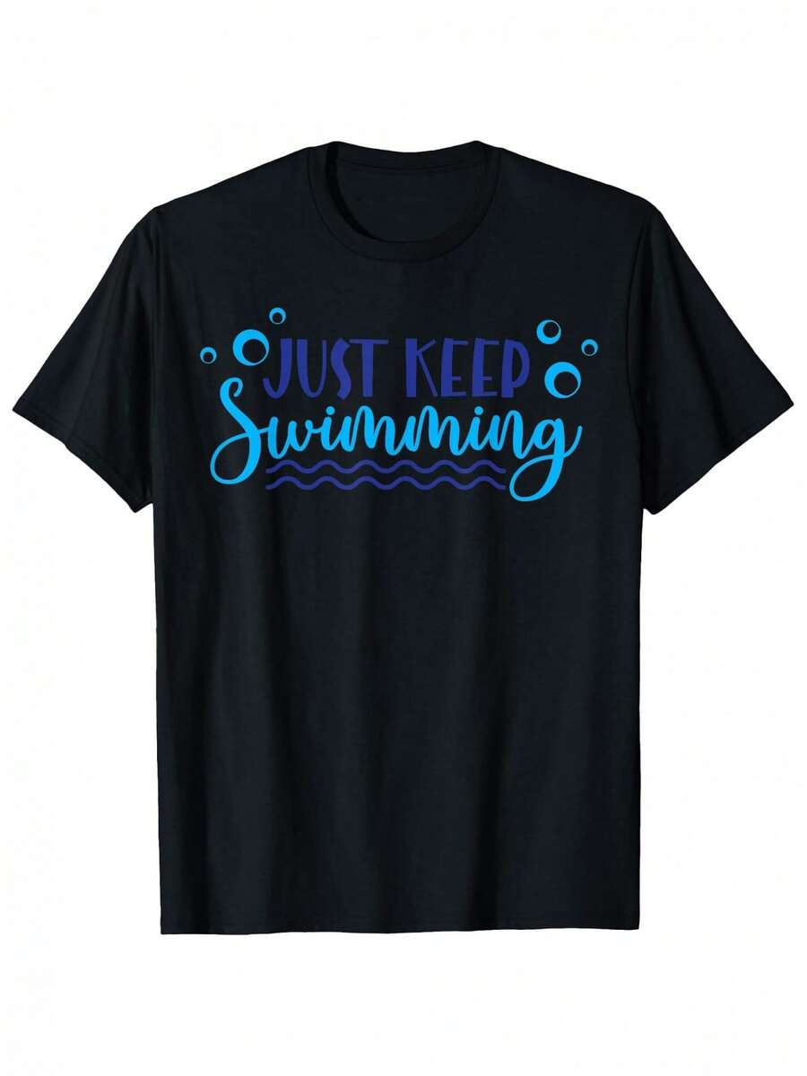 Men's Swim Shirt - Lightweight And Breathable Cotton Swim Shirt - All-Season Team Swim Shirt For Competitive Swimmers, Gym, Beach, Lake - Machine Washable Sports Shirt, Fitness Swim Wear, Casual Sportswear, Comfortable Fit, High-Performance Swim Clothing For Gym Enthusiasts - 黑色 - 查看 1