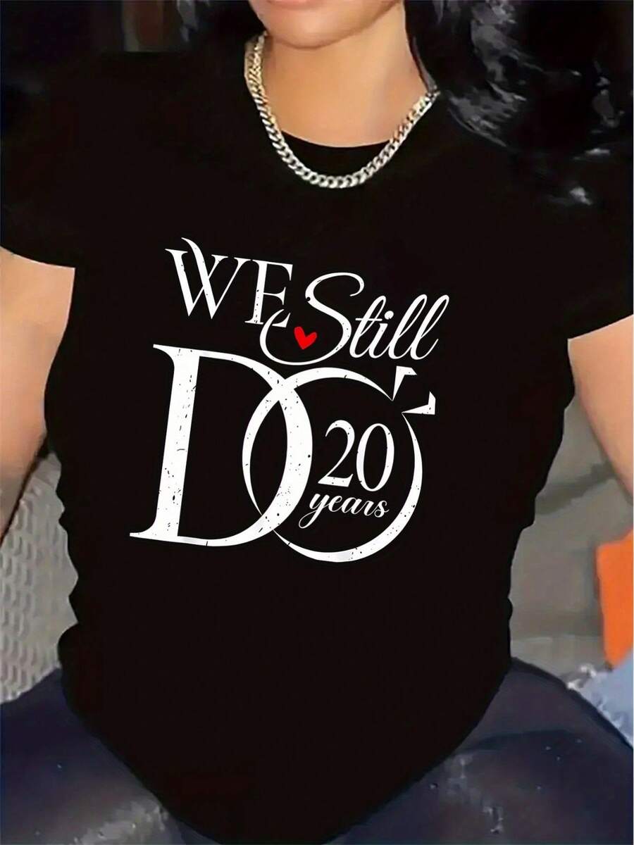 Mexican T-Shirt For Anniversary Celebrations | Durable And Lightweight, Perfect For Special Events, Comfortable Fit, Ideal Gift For Couples Marking 20 Years Together, Crew Neck, Medium Stretch Fabric, Print Pattern Summer Fashion Cotton T-Shirt - 黑色 - 查看 1