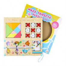 Multifunctional Wooden Magnetic Bead Maze Toy, Fruit Shape Matching, Tangram, XO Chess, Counting Color Sorting Game, Toddler Educational Toy For Concentration & Hand-Eye Coordination - Multicolor - View 13