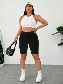 Pantalones Cortos de Compresión de Talla Grande  Negros de Secado Rápido y Refrigeración - Negro 2 - Ver 7