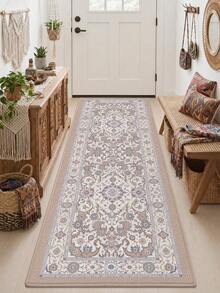 DAJIANG 1 pieza Alfombra de cocina vintage estilo bohemio, con respaldo de goma antideslizante, alfombra de cocina lavable, alfombra de cocina gruesa, adecuada para pasillo, lavandería, decoración navideña - Multicolor - Ver 6