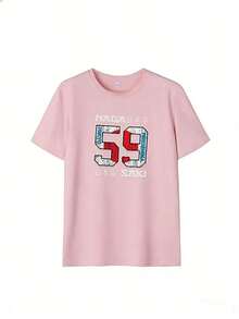 Retro Japanese Style Short Sleeve T-Shirt, Fashionable Short Sleeve T-Shirt For Spring And Summer 2026, Made In Mexico, 180 Grams. Cartoon Print, Couple Design, Suitable For Indoor Or Outdoor Wear. Crew Neck, Unisex, Ideal For Office And Leisure. One-Piece Pack. - PK-P631577SLNDXZGY616 - 查看 2