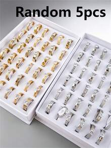 5/10/20/30 piezas Anillos de acero inoxidable con rhinestones de colores variados, elegantes y de moda, joyería de alta gama para compromiso y aniversario, adecuado para hombres y mujeres - anillo - Ver 13