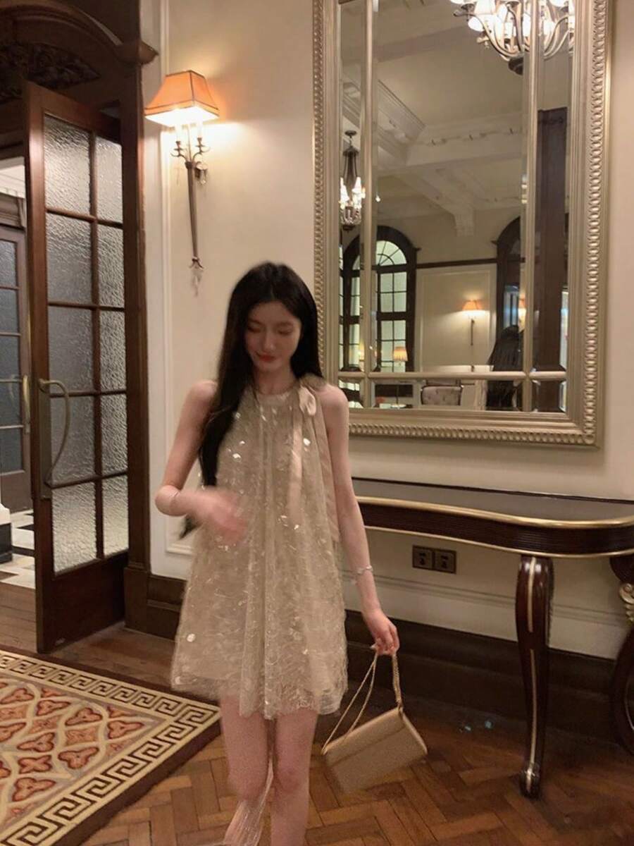 Women Short Dresses - Apricot - View 1