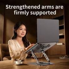 1pc Metal Thickened Dual-Support Laptop Stand, Large Hollow Plate For Good Heat Dissipation And Stable Support, Suitable For Laptops And Tablets, For Office, Study, Gaming And As A Gift - View 3