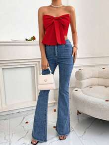 Top corsé con lazo - Rojo - Ver 3