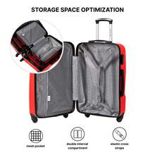 W WINGS 20"、24"、28" ABS+ 硬殼行李箱套裝 | 密碼鎖、伸縮拉桿、360°旋轉輪，適用於度假與商務出差 - 紅色 - 查看 4