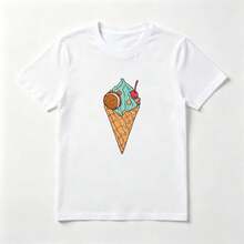 Cono de Helado Playera de Algodón Blanca Divertida Veraniega - Blanco - Ver 1