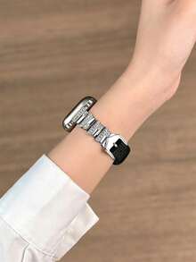 1条纤薄表带，兼容 42mm、38mm、40mm、41mm、44mm、45mm、46mm、49mm，时尚智能手表替换表带，适用于Series Ultra2、Ultra SE2、SE 11、10、9、8、7、6、5、4、3、2、1，女士款，可作为学生返校礼物 - 黑色 - 查看 4