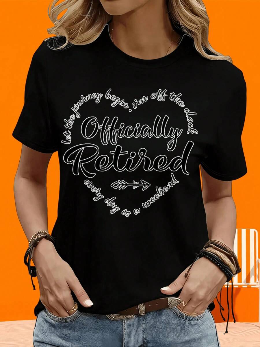 Camiseta de manga corta GraphicLadies para ocio, actividades al aire libre y en casa, 220g. Camiseta oficialmente retirada con la frase "Let The Journey Begin Im Off The Clock Every Day Is A Weekend". Camiseta para ocio, actividades al aire libre, vacaciones, fiestas y como regalo. - Negro - Ver 1