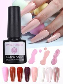 5ml Nude Pink Gel Nail Polish Set Long Lasting Soak Off UV LED Gel Polish Pink Glitter Brown Colors Gel Nail Polish Manicure DIY Home Nail Art Beauty Supplies For Spring Summer Daily Nail Design - Multicolor - View 1