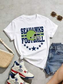 Camiseta de manga corta con cuello redondo suave y casual de verano para mujer, estilo rugby, estilo universitario, tops para salir, algodón, vintage, estilo callejero europeo y americano, casual deportivo, estilo unisex, estilo casual urbano, tops bonitos, generación Z, curvas, ropa Y2K, camisetas divertidas, tops para damas, conjuntos de vacaciones para mujeres, top lindo, camiseta gráfica, conjuntos de primavera, camisetas holgadas, ropa de calle retro, estilo de los 90, estilo de los 2000, subcultura, top negro, tops blancos, conjunto de fiesta de los 90. Negro - Blanco - Ver 4