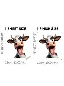 1pc Funny Cow Window Sticker, Humorous Cow Wall Poster, 3D Realistic Window Animal Decor, Suitable For Bedroom, Living Room, Study, Kitchen Decor, Static Cling Glass Sticker, Farmhouse Country Animal, Vinyl Decal For Kitchen, Living Room, Bedroom, Farmhouse Style - A - View 6