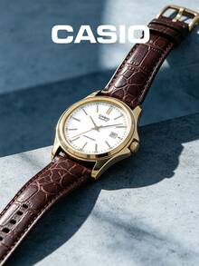 Casio ساعة يد للنساء، موديل كاجوال أعمال عصري بعقارب وأرقام رومانية وعرض التاريخ، مقاومة للماء بحركة كوارتز وسوار جلد طبيعي، طراز كوري، قرص أبيض، MTP-1183Q-7A - أبيض - مشاهدة 3