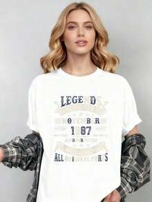 Regalos para el 38º cumpleaños de hombres de 38 años, Camiseta con estampado gráfico de noviembre de 1987, Camisetas para mujer, Ropa de modablusas para mujer>ropa - Blanco - Ver 2