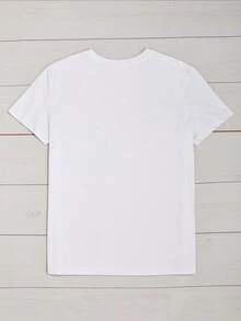 Heart Shaped Denim Pattern Women's Plus Size Sports Short Sleeve T-Shirt - White - View 2