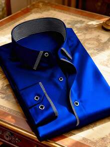 Officeau 2026 Men's Long Sleeve Single-Breasted Casual Shirt For Business/Commute - Blue - View 6