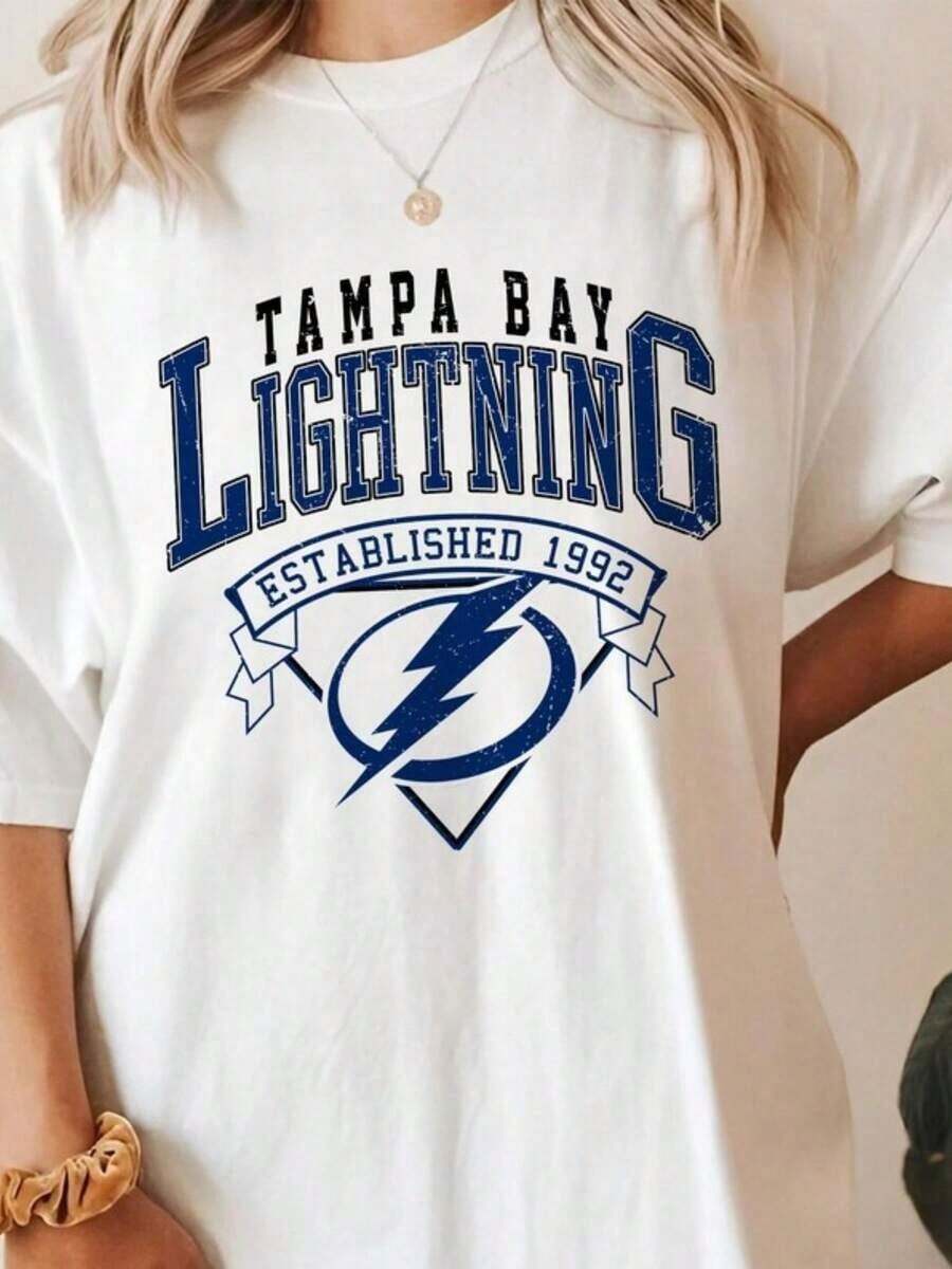 Vintage Tampa Bay Lightning Sweatshirt, Vintage Lightning T-Shirt, Tampa Bay Hockey Fan T-Shirt, Hockey T-Shirt, Lightning-7 Sweatshirt - 白色 - 查看 1