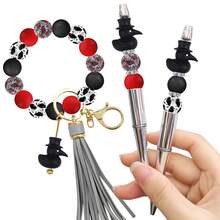 25/28PCS 3D Dark Raven Combination Silicone Bead Set, Includes Top Hat Raven And Spread Wing Cartoon Raven Shapes, Gothic Style, With 15mm Black Flower And Gray Striped Printed Beads, Black And Pearl Gray Beads Combination, Fashionable Design, Jewelry Making Beads, Ideal For DIY Bracelets, Lanyards, Pen Accessories, Holiday Decorations And Other Handicrafts - Perfect Gift For Holidays And Birthdays - Dark Raven Series - View 10