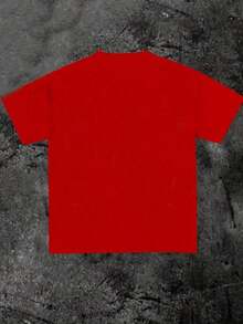 VHUTHK (220 Cotton T-Shirt) For Men, Round Neck, Short Sleeve, Casual, Printed, Y2k Style - Red - View 2