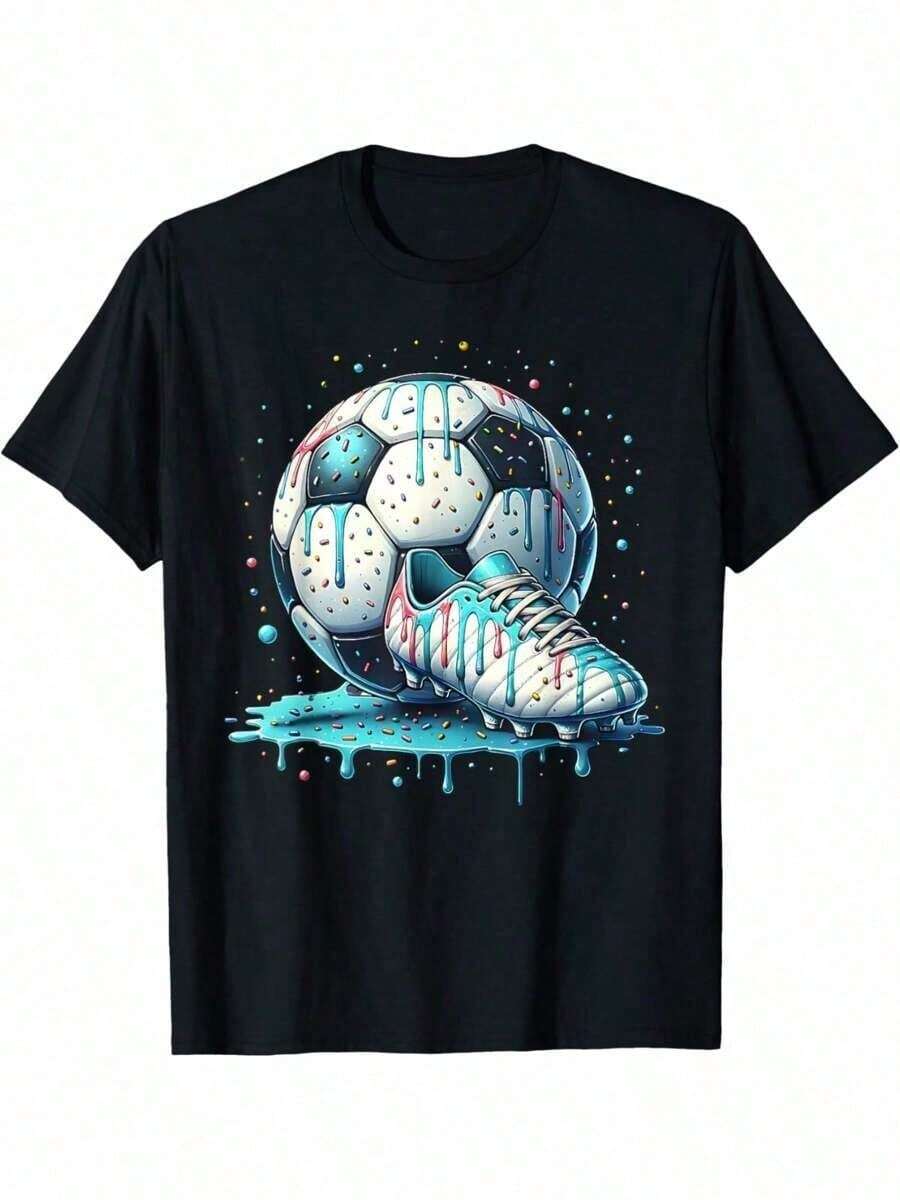 Children's T-Shirt With A Football Ice Cream And Sprinkles Theme, Respect The Drip - 白色 - 查看 1