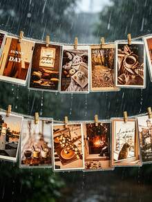 Customized Laminated Photos With Jute Rope And Wooden Clips, Suitable For Graduation, Wedding, Birthday, Party Gifts, Home Decor In Living Room And Bedroom. Waterproof, Long-Lasting, Damage-Resistant Photos. Mini Wooden Clips And Jute Rope - Reusable, Space-Saving, Multipurpose Decor Clips For Photo Display - Photo Of the Film Coating - View 4