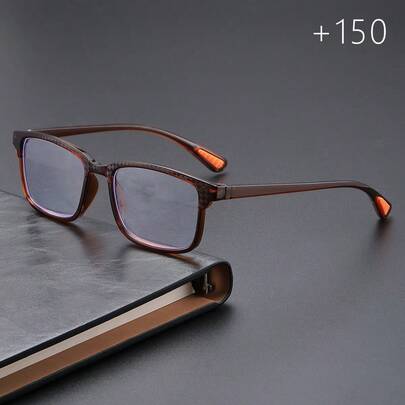 1 pieza Gafas de lectura cuadradas clásicas de moda, con patrón de rombos que muestra un estilo juvenil y de negocios, una opción de regalo ideal