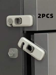 2pcs Universal 360° Rotatable Single Door Refrigerator Lock, Safety Protection Lock For Cabinets, Freezers, Easy Installation With 2 Adhesive Pads, No Drilling Required - Lock - View 1