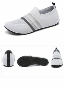 Leisfit 夏季透气休闲鞋，薄底防滑，赤脚柔软，适合游泳、游泳、冲浪、沙滩徒步、潜水、浮潜、瑜伽及其他室内/室外运动 - 灰色 - 查看 5