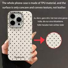 1pc Black Polka Dot UV Printed Pattern Design Leather Texture Phone Case - Multicolor - View 2