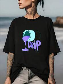 Camiseta de manga corta para mujer con estampado Didi de 180 g, perfecta para regalar a familiares y amigos - Fresca y casual, ideal para celebraciones del 4 de julio y fiestas de verano. - Negro - Ver 6
