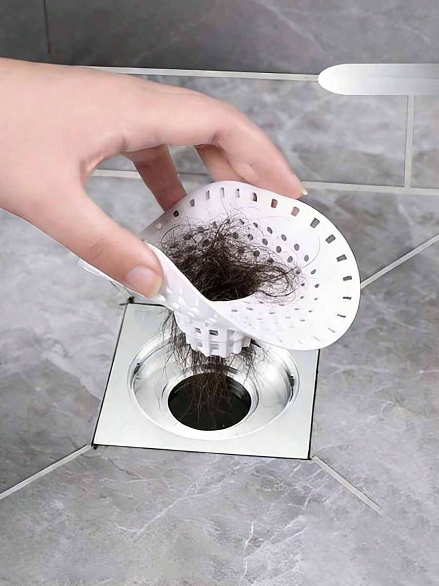 1pc Silicone Drain Filter, Suitable For Shower And Kitchen Sink, Easy To Install, Expandable, White And Gray Available, Round Design With Drainage Holes, Perfect For Bathroom Or Kitchen Use, Perforated Design, Easy Install Filter, Shower Drain Hair Catcher - Multicolor - View 1