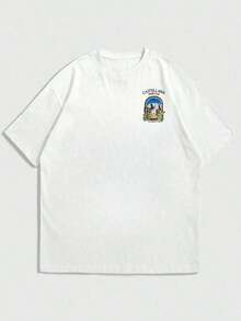 Krometka Men's Short-Sleeved T-Shirt With English Slogan And Landscape Print, Casual And Versatile Style - 白色 - 查看 10