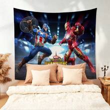 1pc Classic M Arvel Contest Of Champions Tapestry C Aptain America Vs Iron Man Intense Battle Scene Living Room Bedroom Wall Hanging Decor Boys Room Gaming Room Game Room Scene Layout Game Fans Gathering Photography Background Dorm Aesthetic Art Wall Hanging Table Backdrop - Nhiều màu - Xem 3