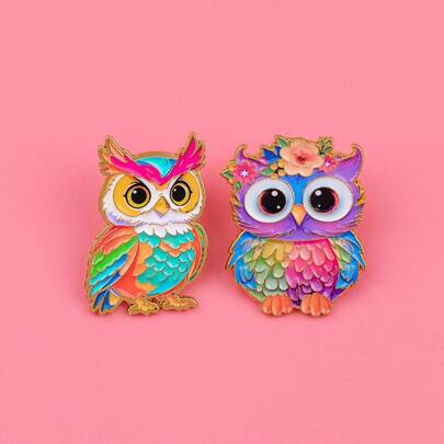 Colorful Birds Enamel Pin Cute Owl Brooch Lapel Pins Badge On Backpack Clothing Accessories Fashion Jewelry Friends Gifts