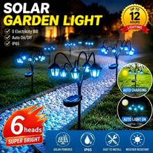 1pc 6-Head Solar Outdoor Garden Lights, Steady And Flashing Dual Mode Landscape Decor Lamp - White Light Inserts Lanterns - View 1