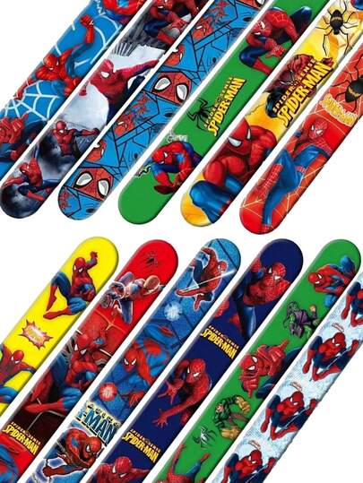  Conjunto de 12 pulseiras de aniversário da Marvel, pulseiras decorativas para festas. Decorações e lembrancinhas para festas de aniversário, perfeitas para complementar roupas de festa, acessórios divertidos, ótimas para aniversários, festas de carnaval, presentes de Natal e meias de Natal.