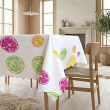 1 buah Taplak Meja Poliester Motif Jeruk Cat Air, Cocok Untuk Dapur, Ruang Makan, Liburan, Pesta Ulang Tahun, Dekorasi Meja Pesta - MultiWarna - View 3