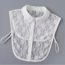 1pc Women's Black Lace Ruffle Edge Detachable Adjustable Casual Retro Dickey Collar For Spring & Autumn, Comfortable & Breathable For Dress For Christmas Decor - Black - View 15