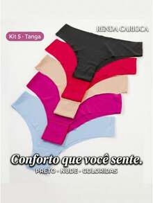 Set Of 5 Seamless Laser Cut Panties - Smooth, Comfortable - 5 Black and 5 Beige - View 8