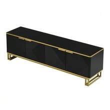 TV Stand With Four Doors, TV Mount, TV Panel, Low TV Stand. Unique Design, Geometric Texture. 160 X 37.5 X 48 Cm (Length X Width X Height) - 黑色 - 查看 9