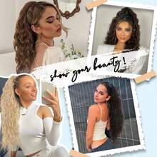 Tóc nối tổng hợp WIGGAGA 30 inch màu ombre xám/nâu highlight/cam highlight/cam gợn sóng, phù hợp cho nữ, kiểu tóc đuôi ngựa kẹp đa năng, sóng vàng tự nhiên cho sử dụng hàng ngày và các dịp đặc biệt, phụ kiện tóc đuôi ngựa chất lượng cao. - Màu Cam cháy - Xem 9
