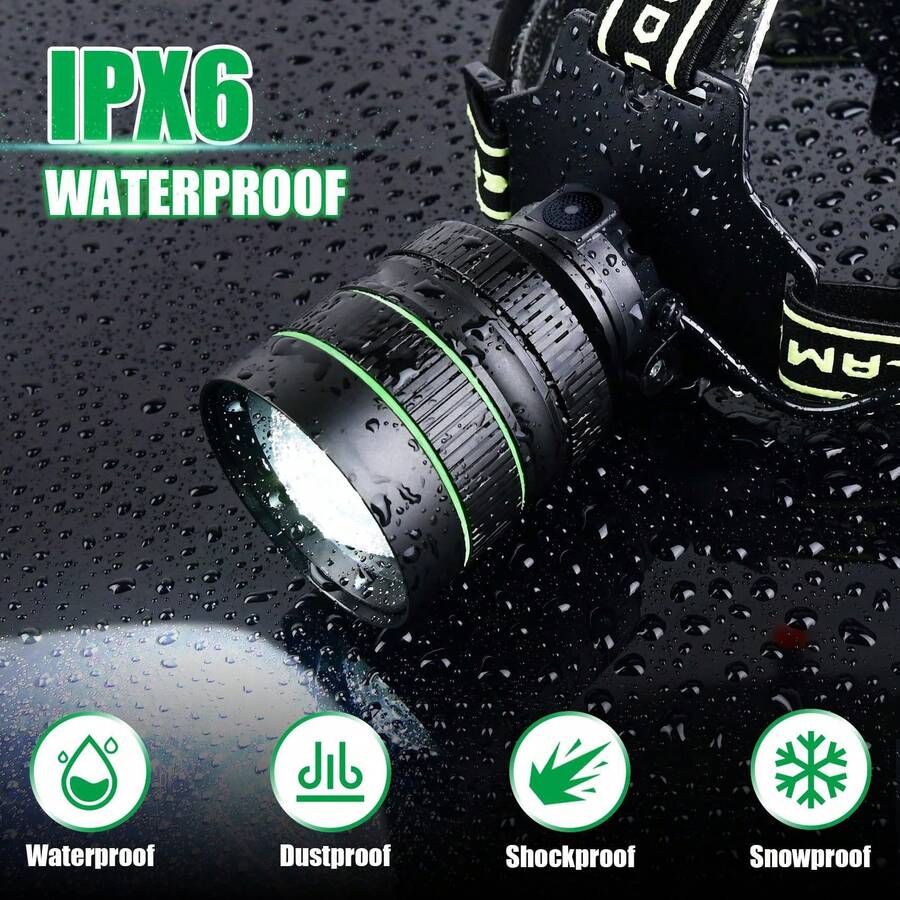 1pc Powerful Long Range LED Headlamp, 5 Lighting Modes, Type-C Rechargeable, Suitable For Camping And Fishing