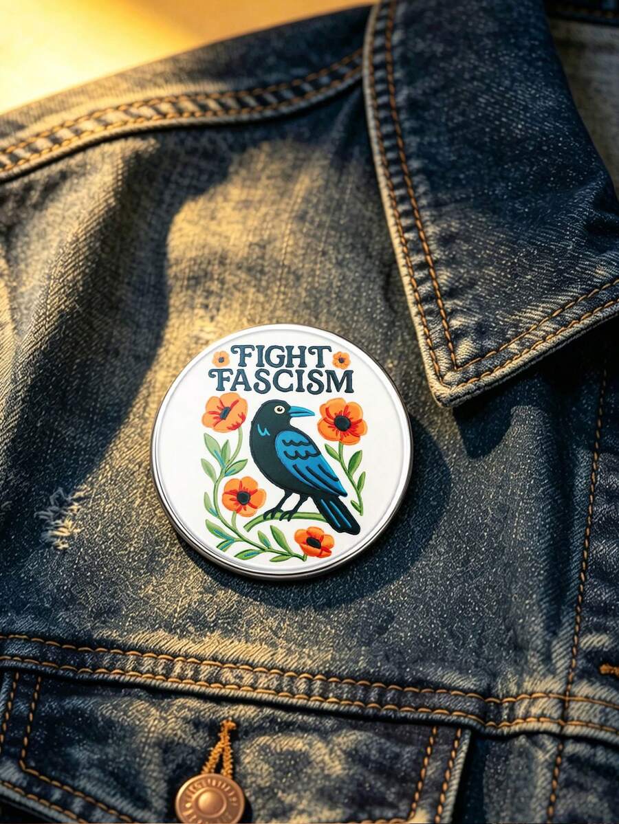 1 Pc "FIGHT "Slogan Brooch Badge, Zinc Alloy Lapel Pin. Suitable For Coats And Backpacks, Ideal Gift For Friends. - Multicolor - View 1