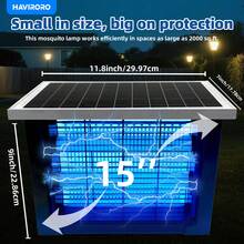 HAVIRORO Powerful Large Solar Bug Zapper Outdoor For 2000Sq.Ft, Poartable Rechargeable Mosquito Zapper With High Powered, Cordless Solar Fly Zapper For Patio Garden Backyard RV Camping Pond Pest Control - Black - View 3