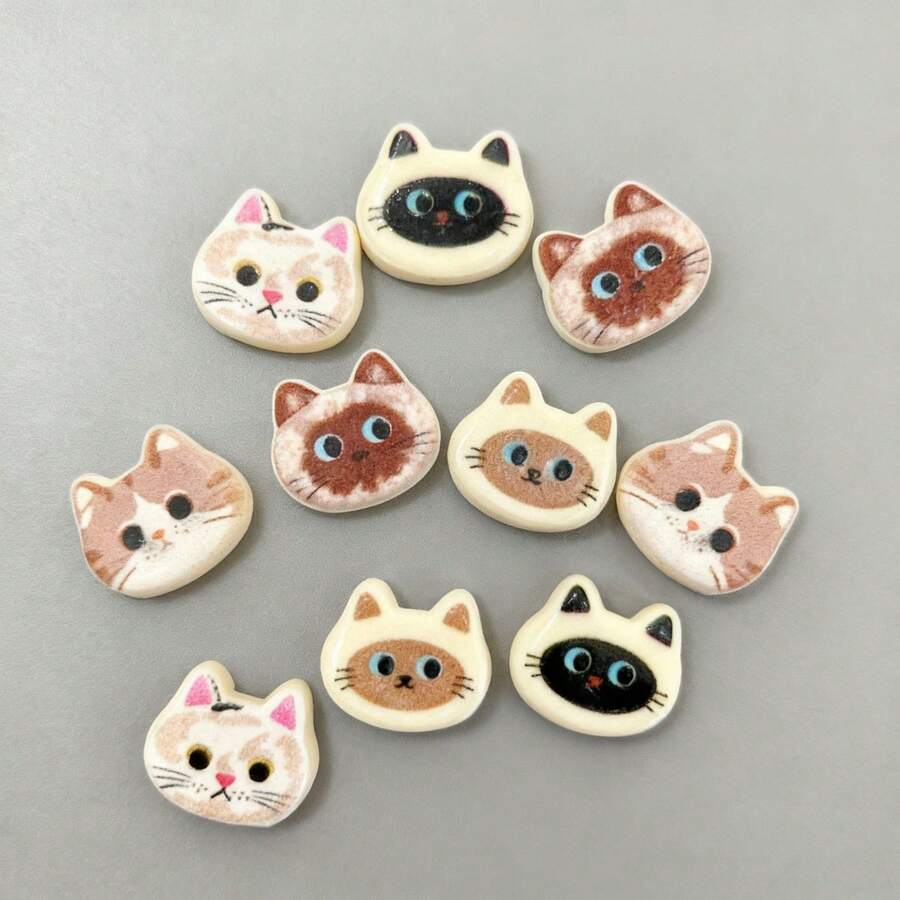 2/5/10pcs Cute Cat Head Refrigerator Stickers, Resin Cartoon Refrigerator Magnets, Creative Gifts, Suitable For Storage Cabinets, Can Be Decorated In Kitchens, Office Whiteboards, Home Decor, Room Decoration - Multicolor - View 1