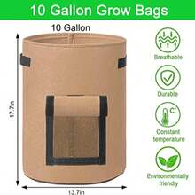 2 túi trồng khoai lang 10 gallon, xô trồng khoai tây bằng nỉ, túi trồng cây hình tròn dùng để ươm giống khoai tây, túi làm vườn rau, túi vải. - Túi trồng cây - Xem 5